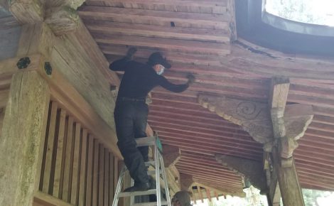滋賀県 比叡山延暦寺　椿堂のカビ除去作業